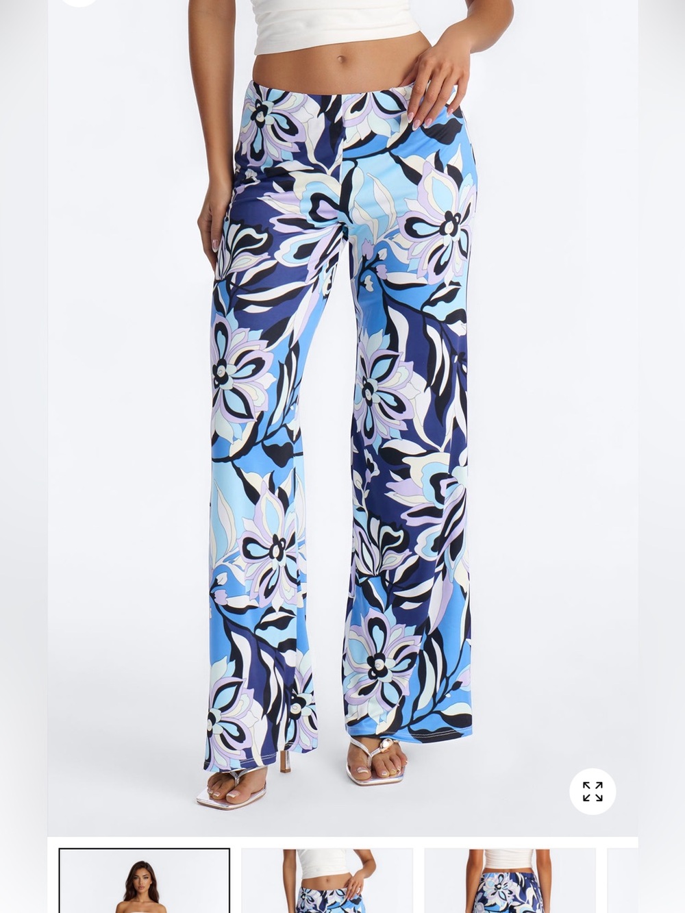Fashion Nova Blue Multi Floral Flare Pants